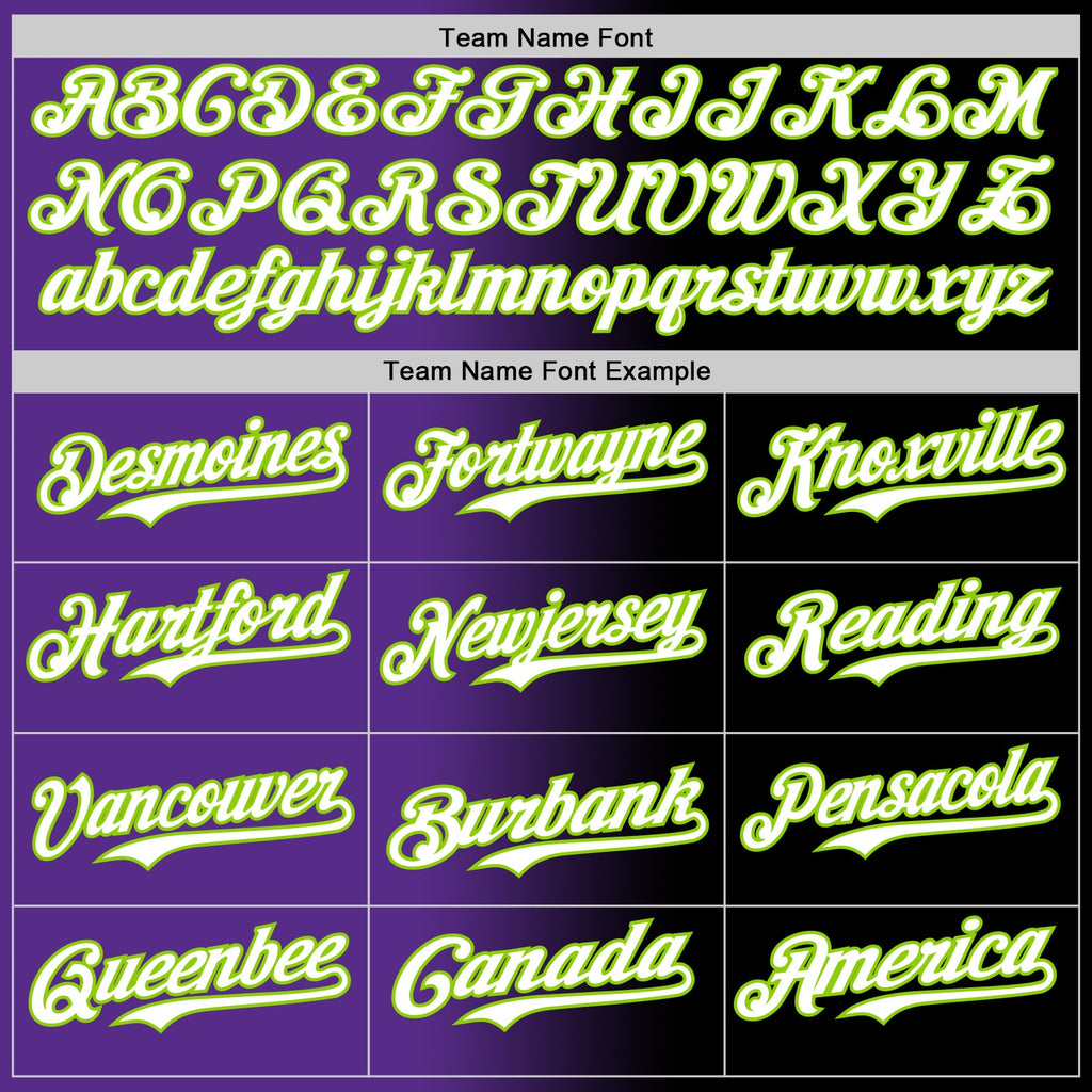 Custom Black White Purple-Neon Green Authentic Gradient Fashion Baseball Jersey