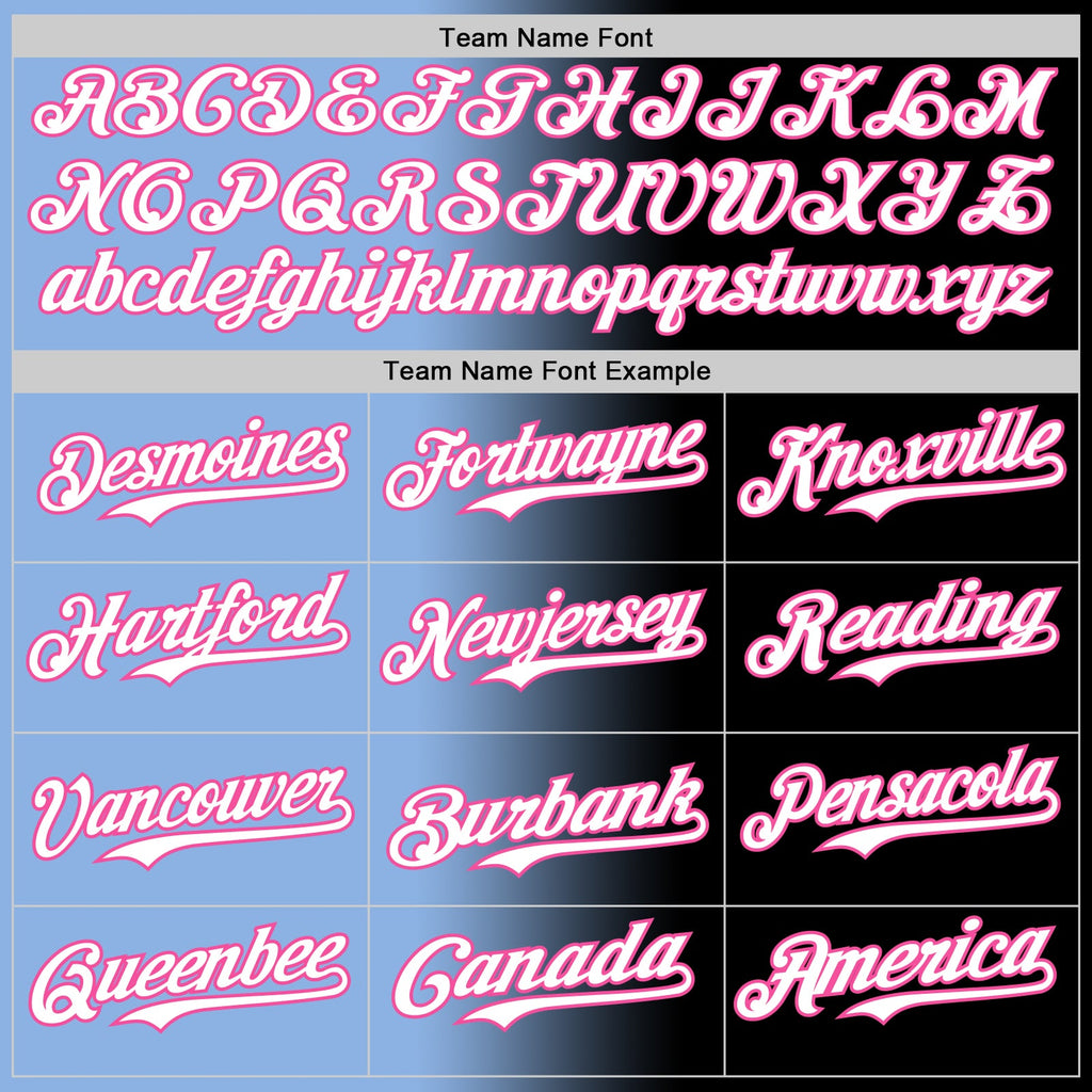 Custom Black White Light Blue-Pink Authentic Gradient Fashion Baseball Jersey