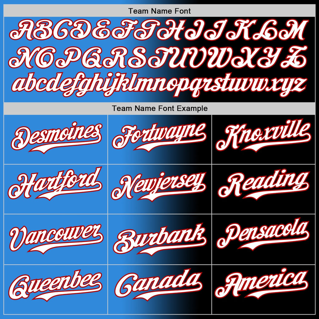 Custom Black White Electric Blue-Red Authentic Gradient Fashion Baseball Jersey