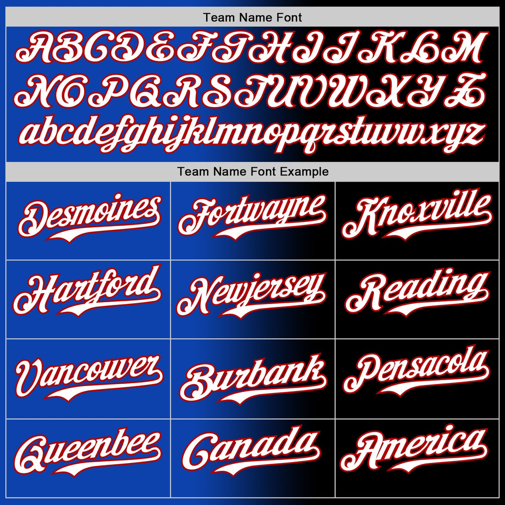 Custom Black White Thunder Blue-Red Authentic Gradient Fashion Baseball Jersey