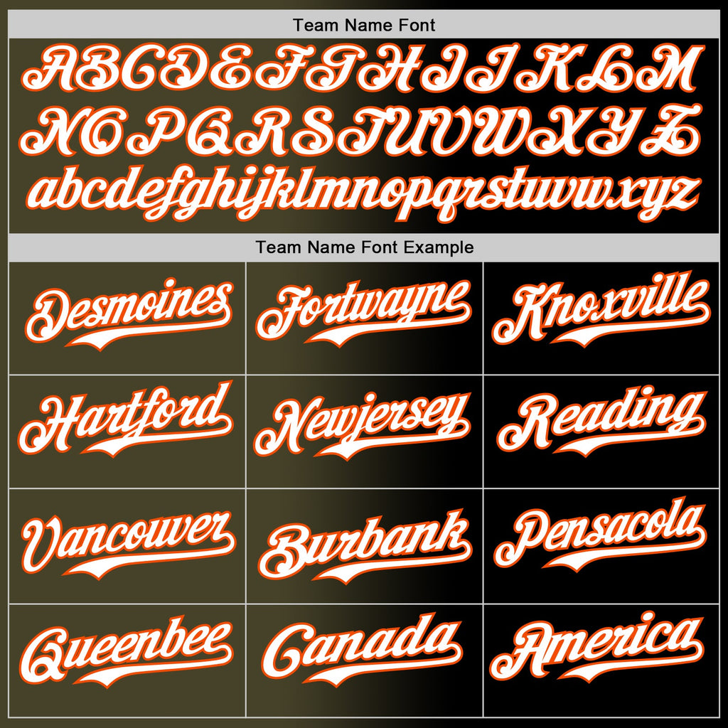 Custom Black White Olive-Orange Authentic Gradient Fashion Baseball Jersey