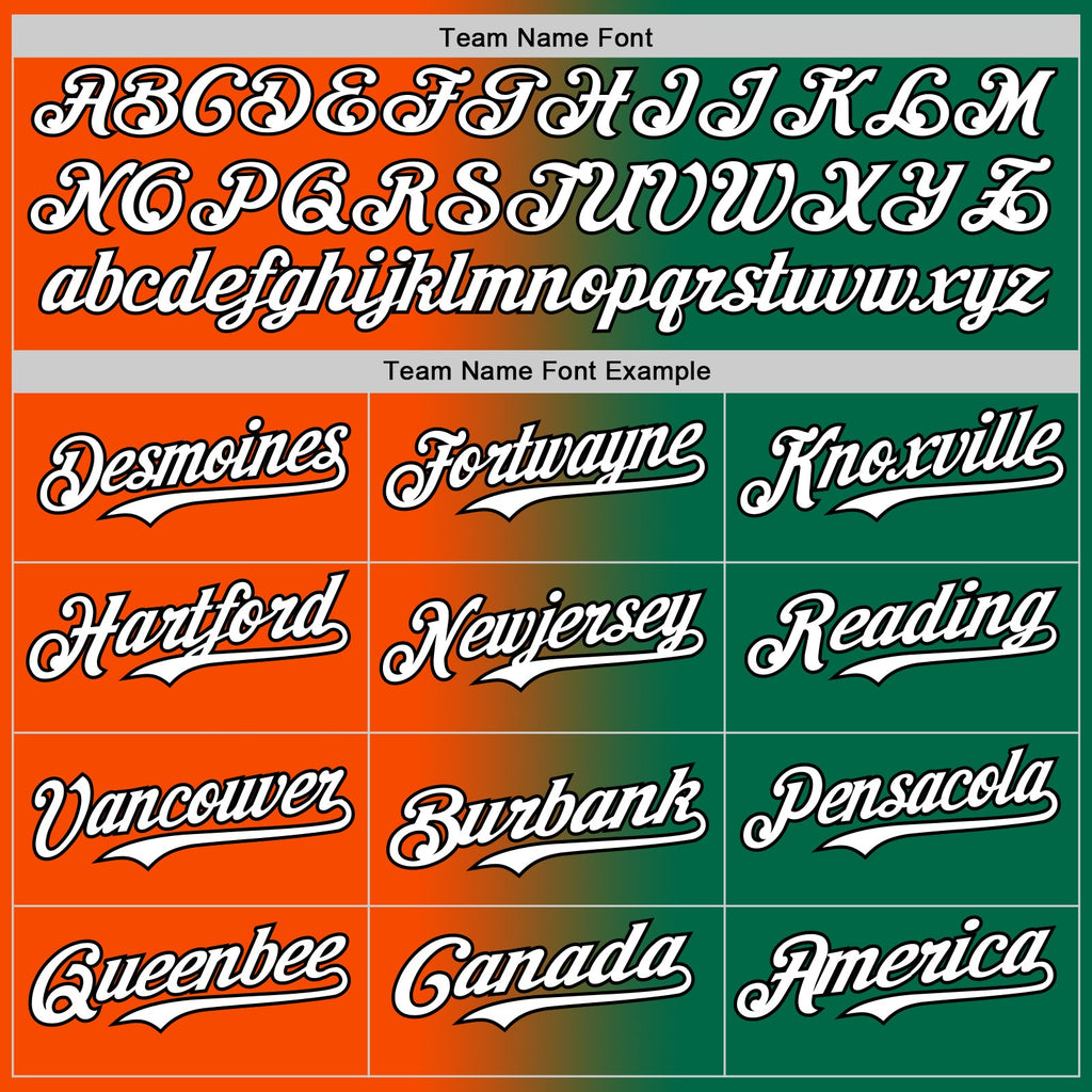 Custom Kelly Green White Orange-Black Authentic Gradient Fashion Baseball Jersey