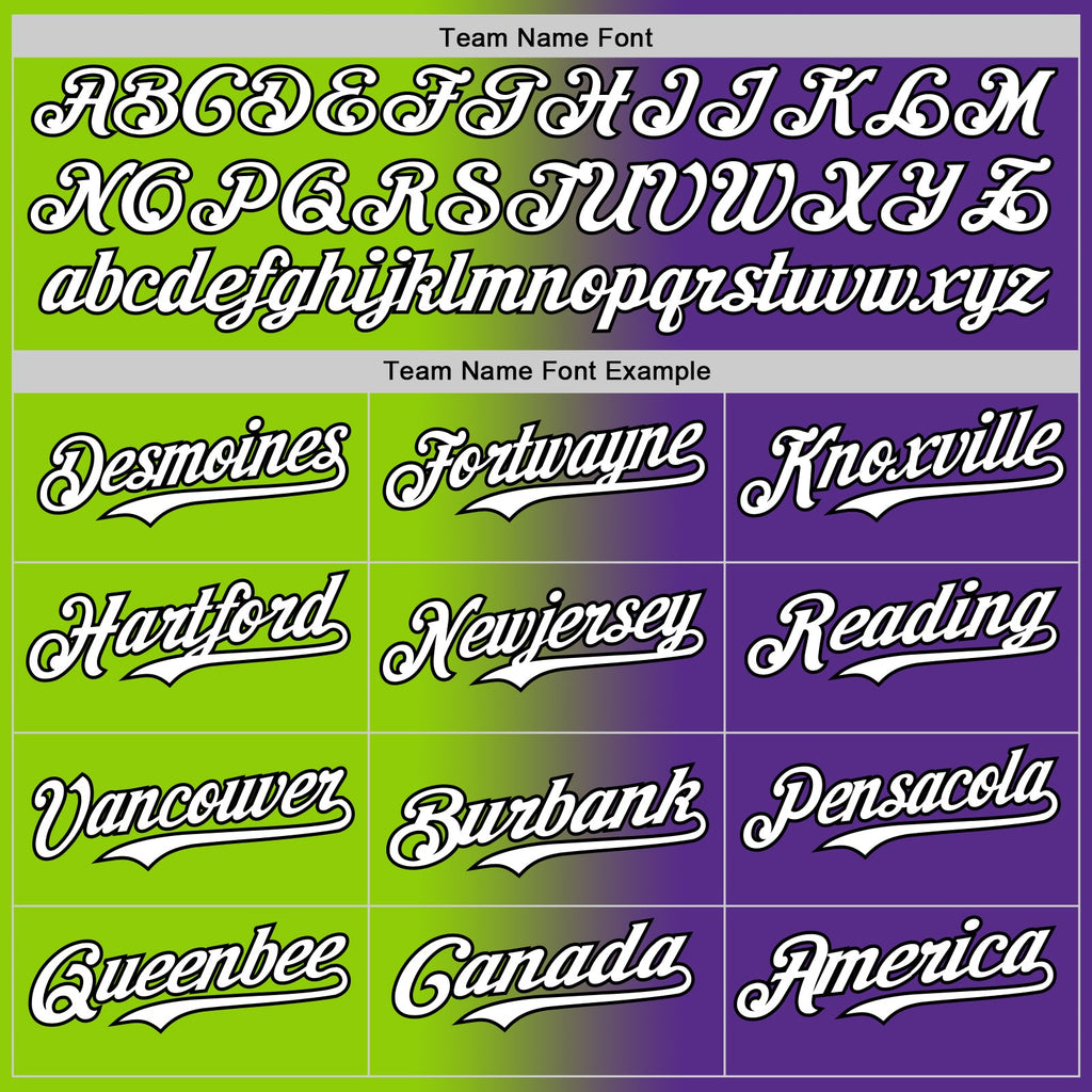 Custom Purple White Neon Green-Black Authentic Gradient Fashion Baseball Jersey