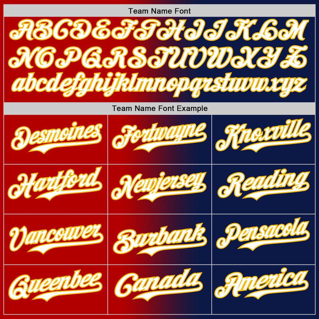 Custom Navy White Red-Gold Authentic Gradient Fashion Baseball Jersey