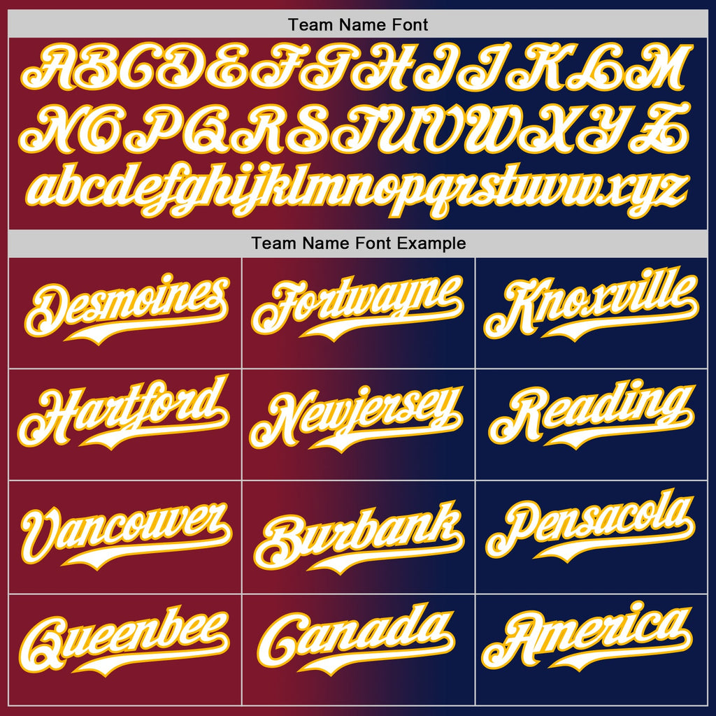 Custom Navy White Crimson-Gold Authentic Gradient Fashion Baseball Jersey