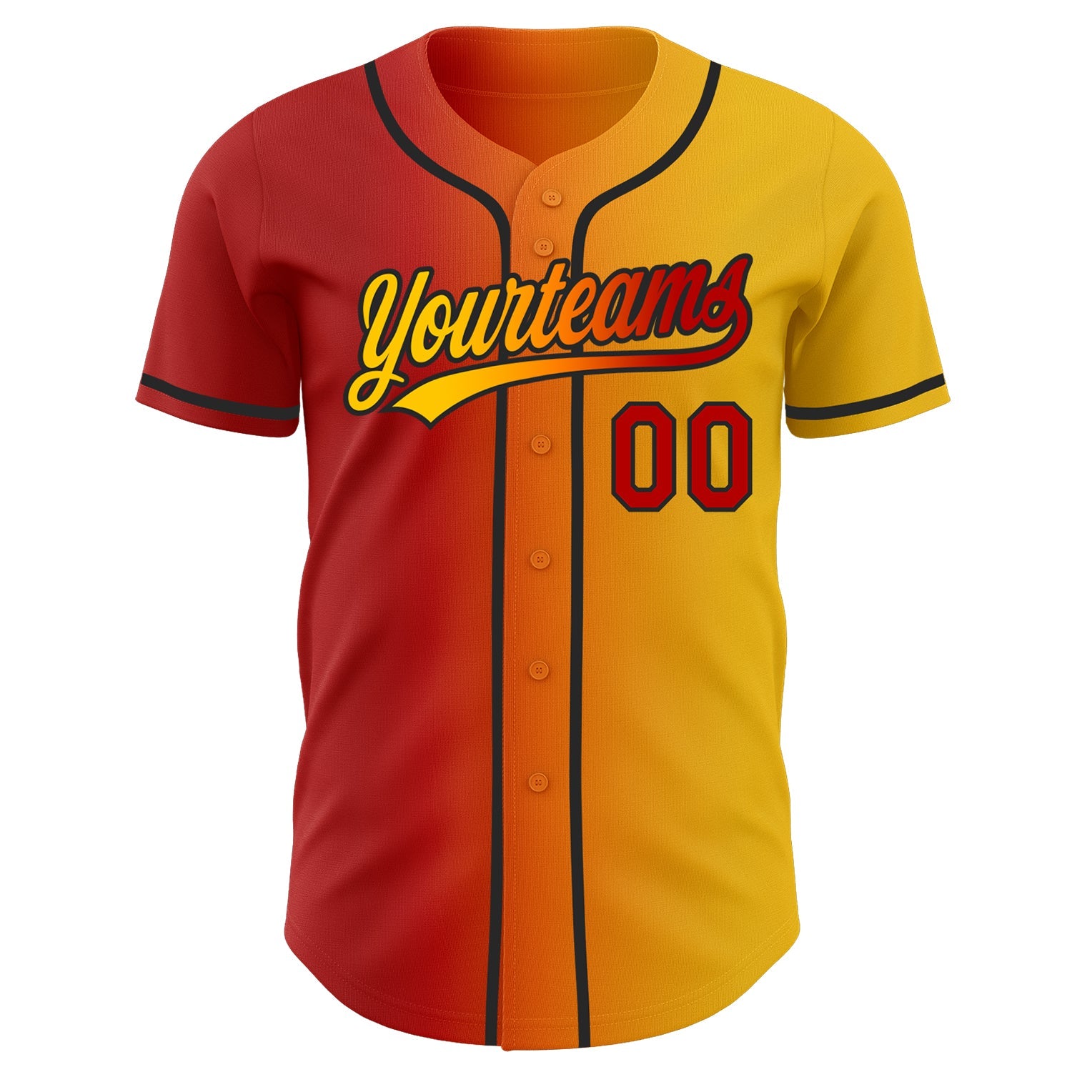 Custom Yellow Red Bay Orange-Black Authentic Gradient Fashion Baseball Jersey