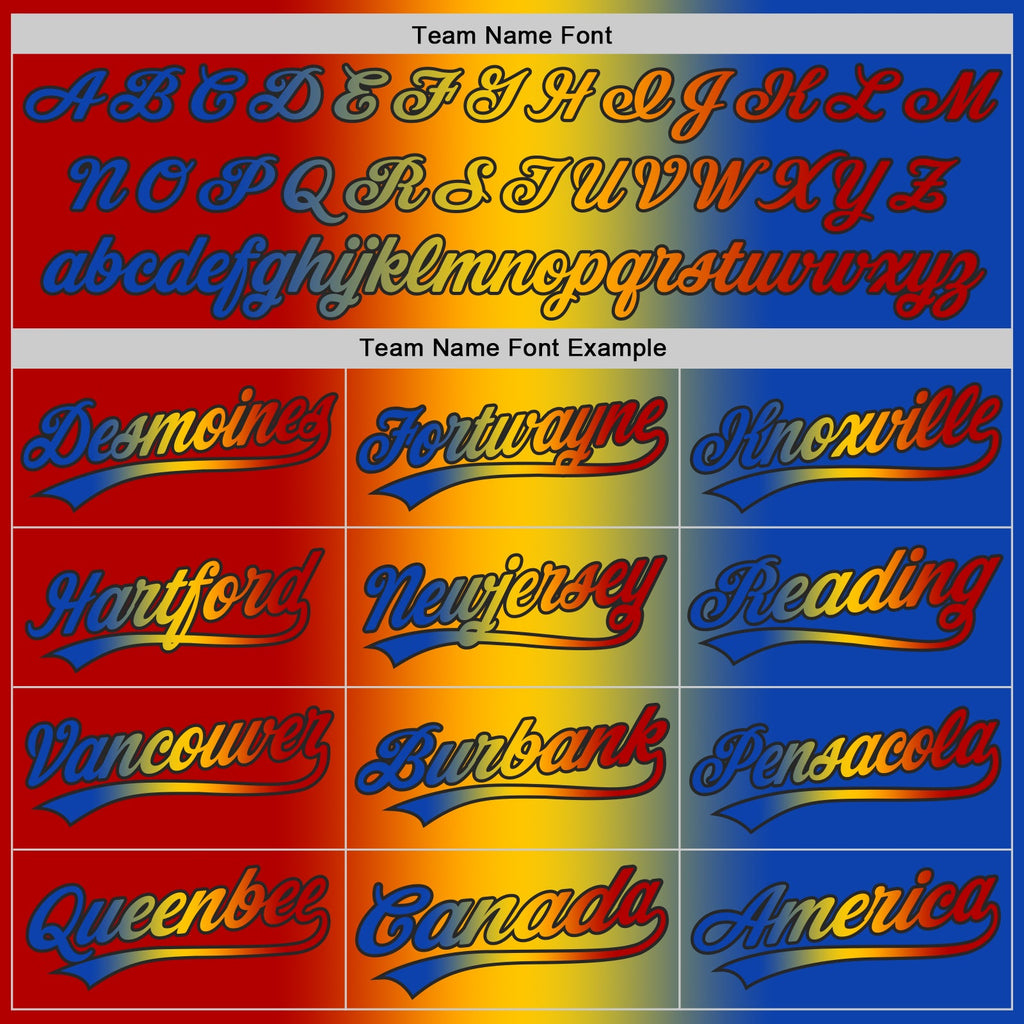 Custom Thunder Blue Red Yellow-Black Authentic Gradient Fashion Baseball Jersey