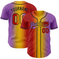 Custom Medium Purple Red Yellow-Black Authentic Gradient Fashion Baseball Jersey