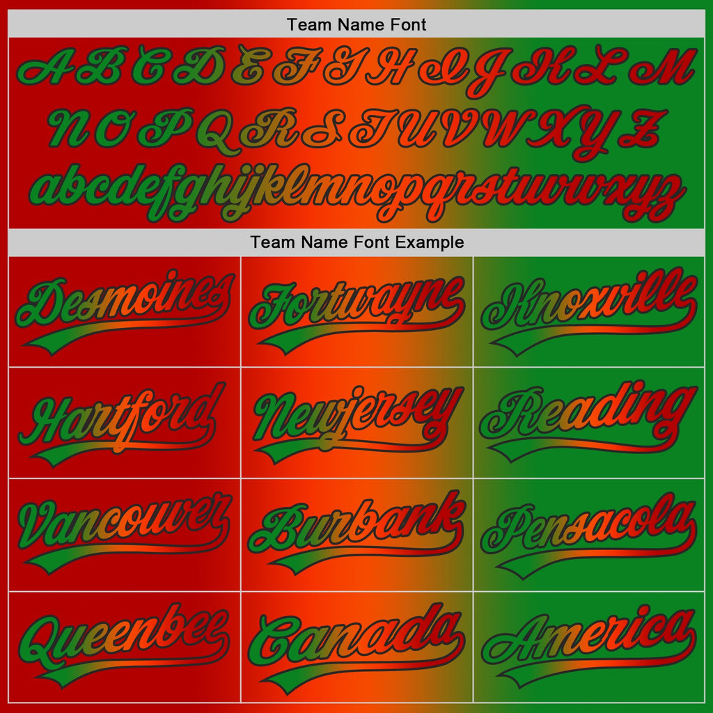 Custom Grass Green Red Orange-Black Authentic Gradient Fashion Baseball Jersey