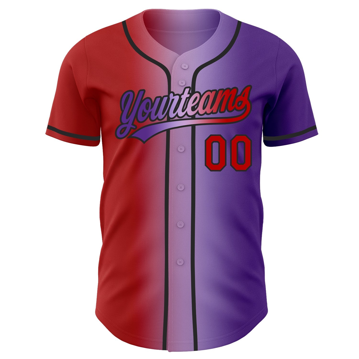 Custom Purple Red Light Purple-Black Authentic Gradient Fashion Baseball Jersey