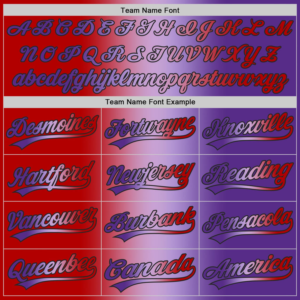Custom Purple Red Light Purple-Black Authentic Gradient Fashion Baseball Jersey