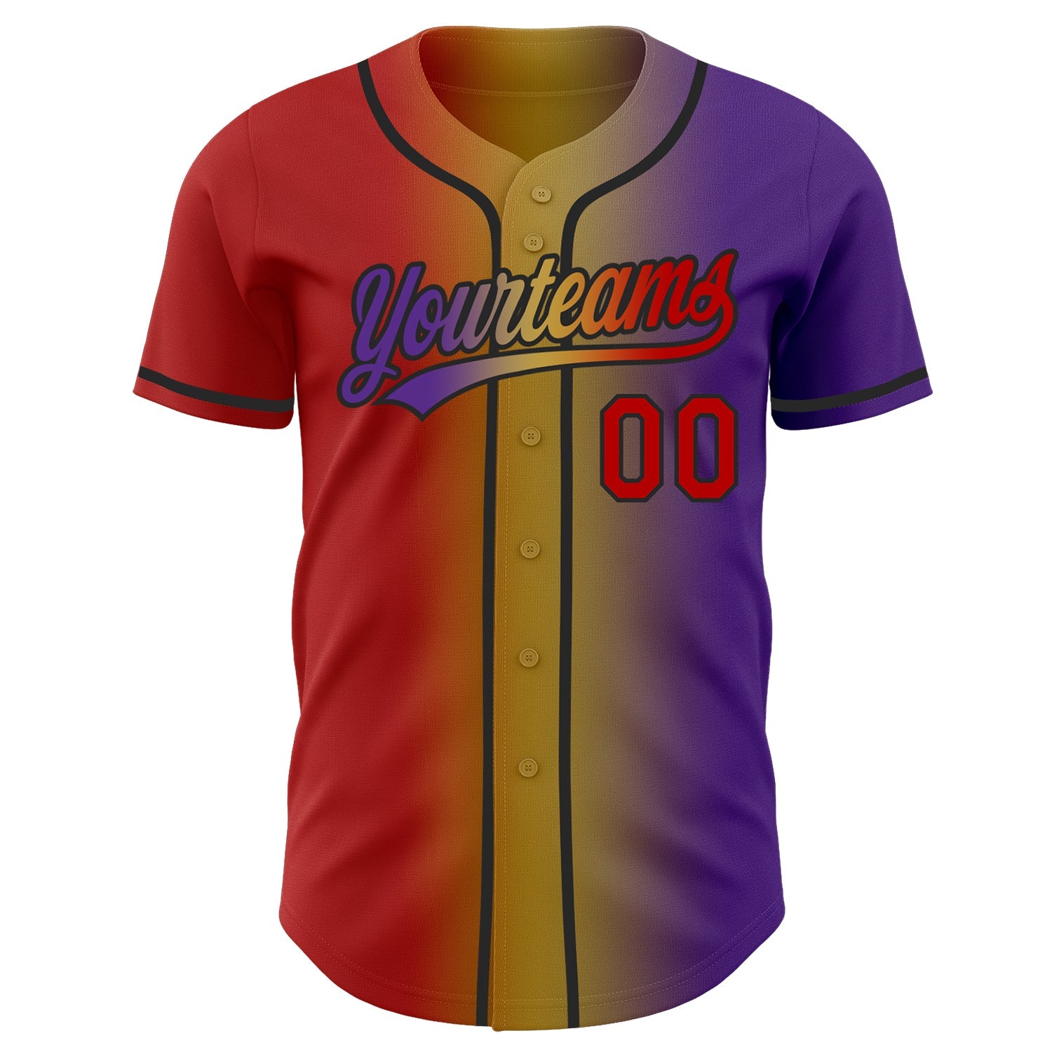 Custom Purple Red Old Gold-Black Authentic Gradient Fashion Baseball Jersey