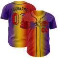 Custom Purple Red Yellow-Black Authentic Gradient Fashion Baseball Jersey