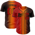 Custom Brown Red Bay Orange-Black Authentic Gradient Fashion Baseball Jersey