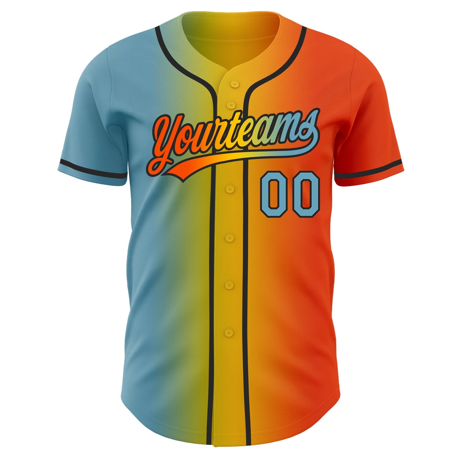 Custom Orange Shadow Blue Yellow-Black Authentic Gradient Fashion Baseball Jersey