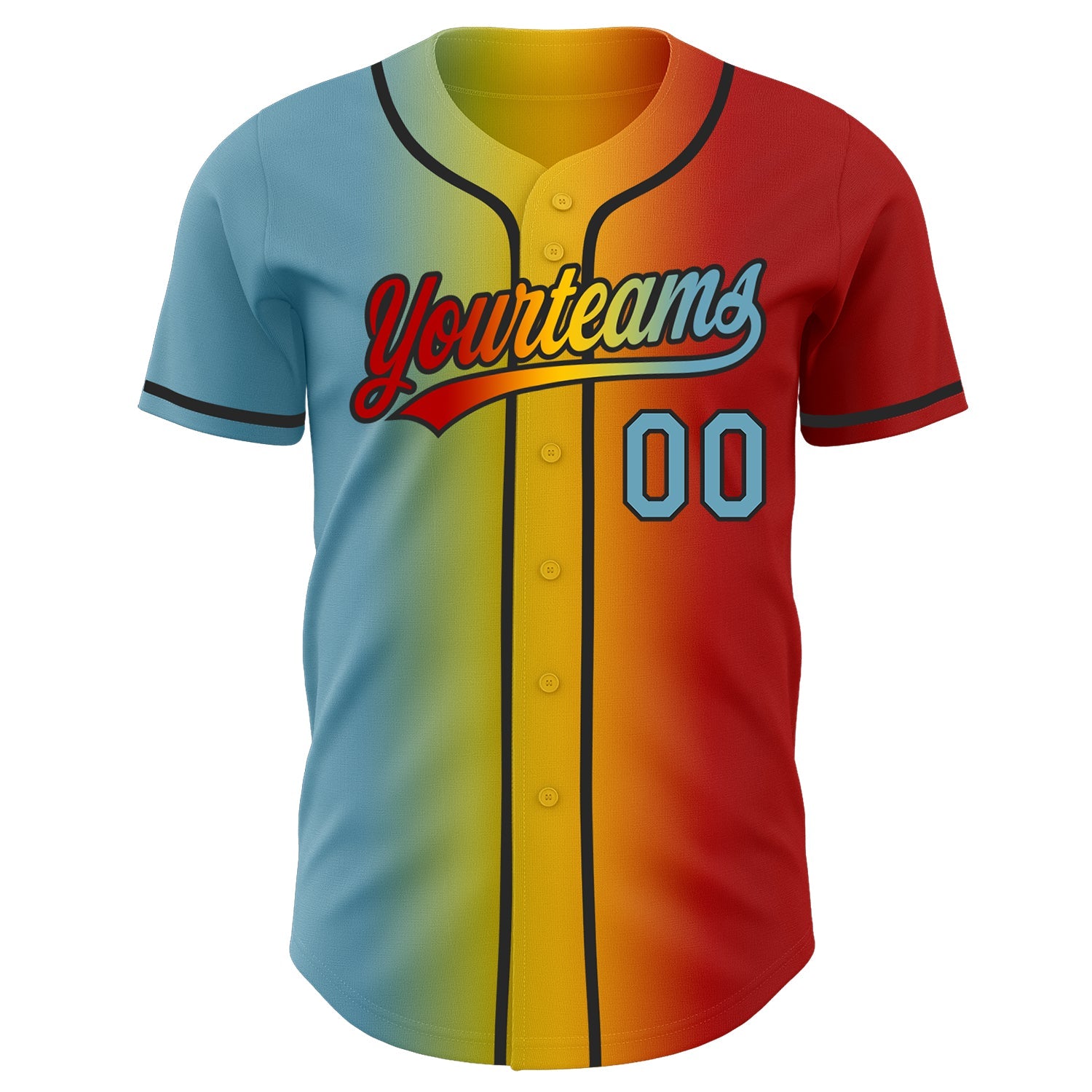 Custom Red Shadow Blue Yellow-Black Authentic Gradient Fashion Baseball Jersey