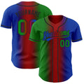 Custom Thunder Blue Grass Green Red-Black Authentic Gradient Fashion Baseball Jersey