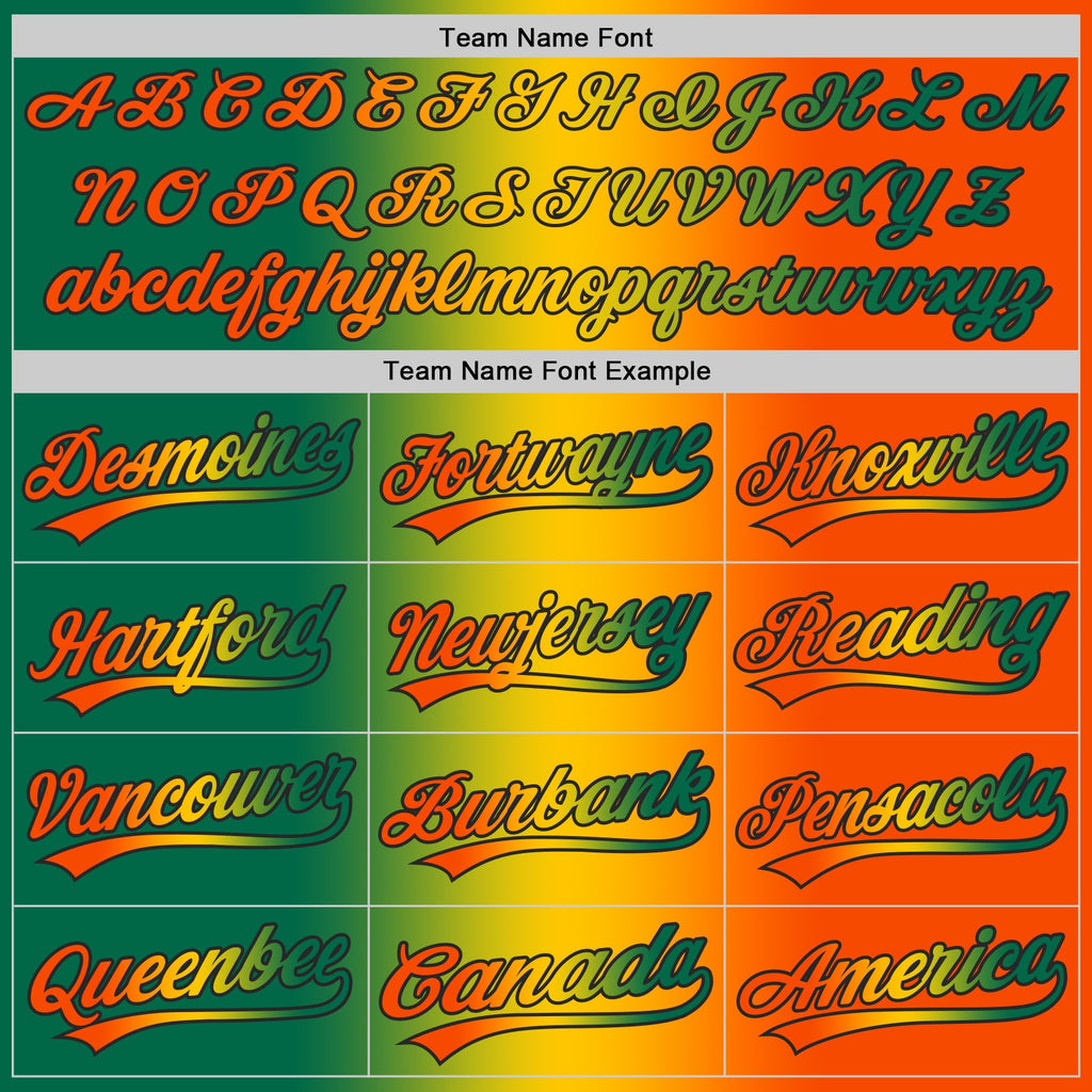 Custom Orange Kelly Green Yellow-Black Authentic Gradient Fashion Baseball Jersey