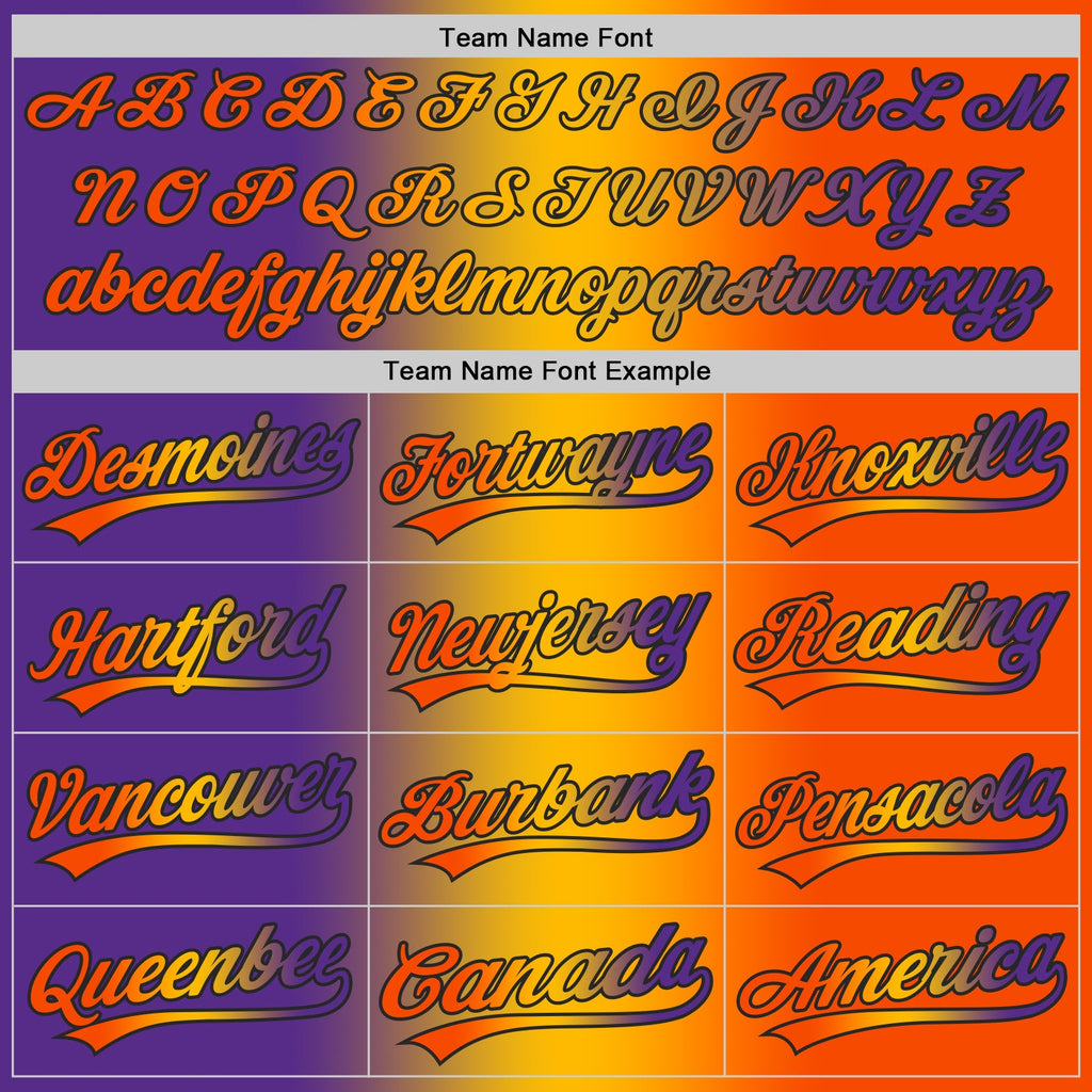Custom Orange Purple Gold-Black Authentic Gradient Fashion Baseball Jersey