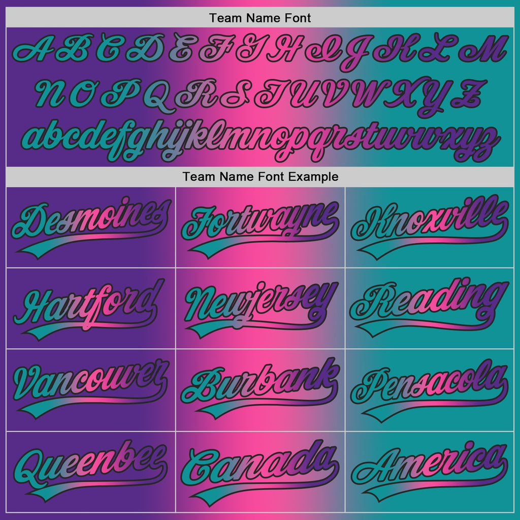 Custom Teal Purple Pink-Black Authentic Gradient Fashion Baseball Jersey