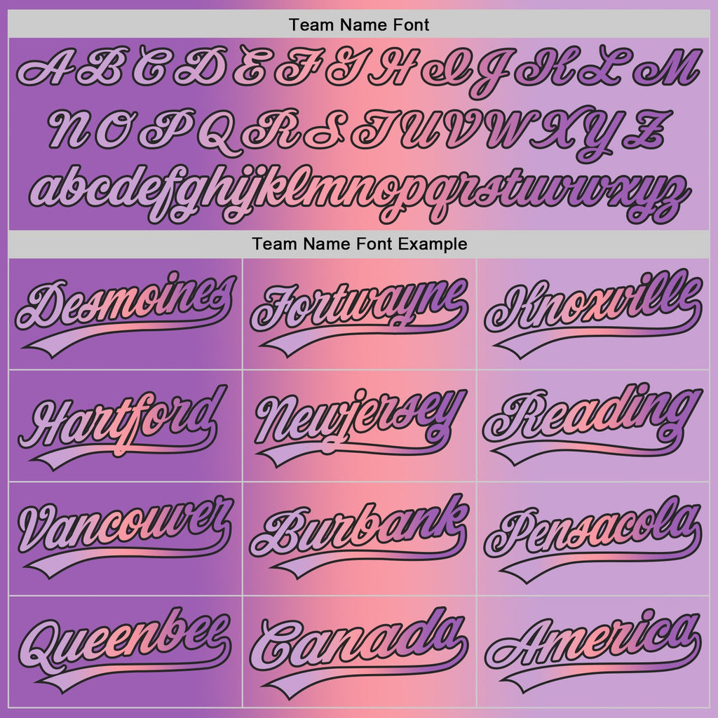 Custom Light Purple Medium Purple Medium Pink-Black Authentic Gradient Fashion Baseball Jersey
