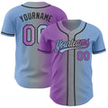 Custom Light Blue Medium Purple Gray-Black Authentic Gradient Fashion Baseball Jersey