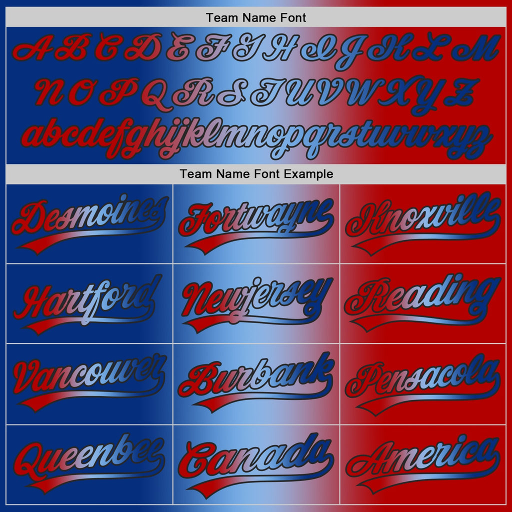 Custom Red Royal Light Blue-Black Authentic Gradient Fashion Baseball Jersey