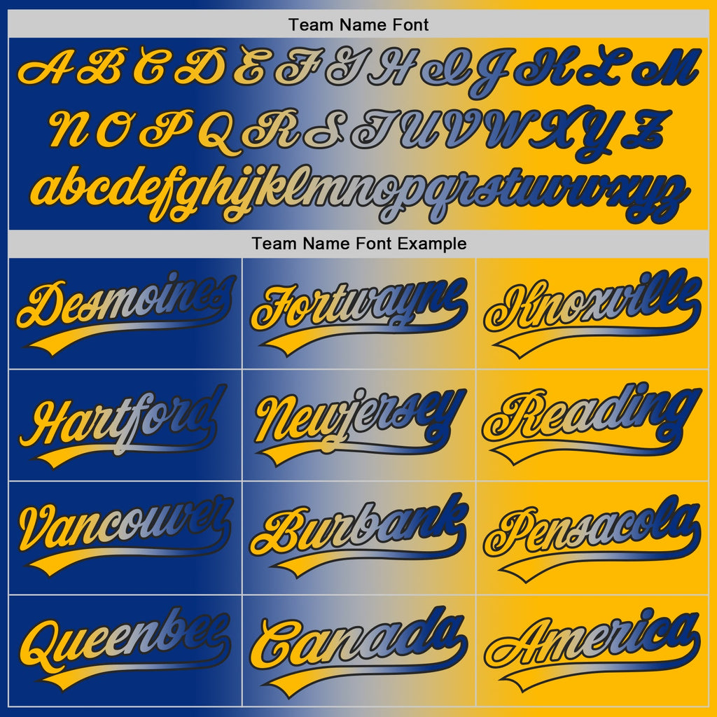 Custom Gold Royal Gray-Black Authentic Gradient Fashion Baseball Jersey