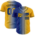 Custom Gold Royal Gray-Black Authentic Gradient Fashion Baseball Jersey
