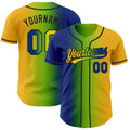 Custom Gold Royal Neon Green-Black Authentic Gradient Fashion Baseball Jersey