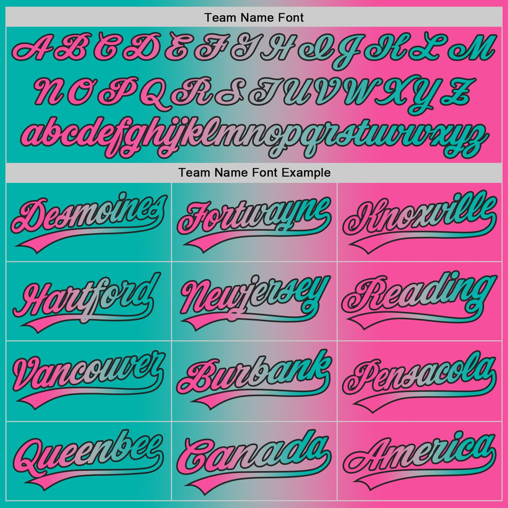 Custom Pink Aqua Gray-Black Authentic Gradient Fashion Baseball Jersey