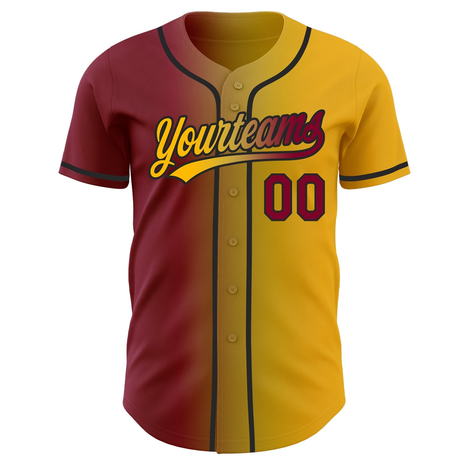 Custom Gold Maroon Old Gold-Black Authentic Gradient Fashion Baseball Jersey