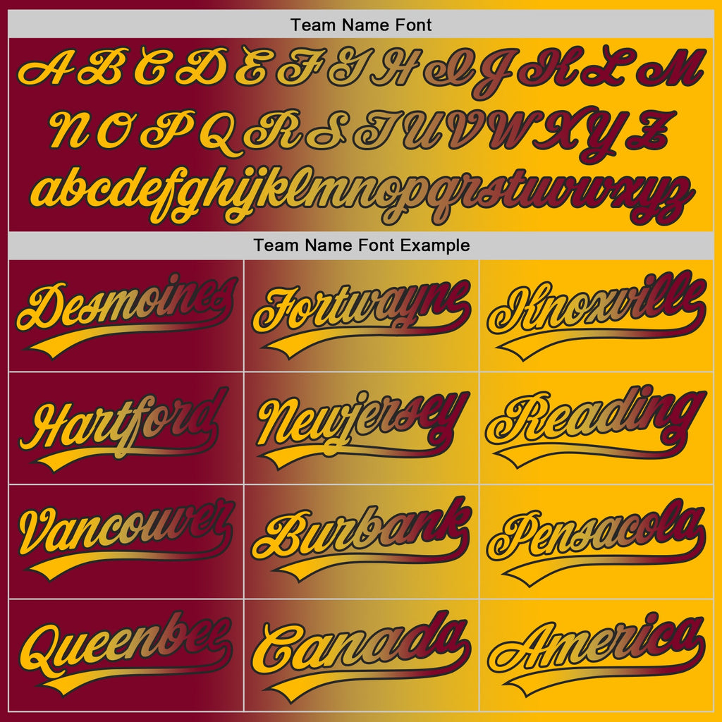 Custom Gold Maroon Old Gold-Black Authentic Gradient Fashion Baseball Jersey
