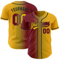 Custom Gold Maroon Old Gold-Black Authentic Gradient Fashion Baseball Jersey