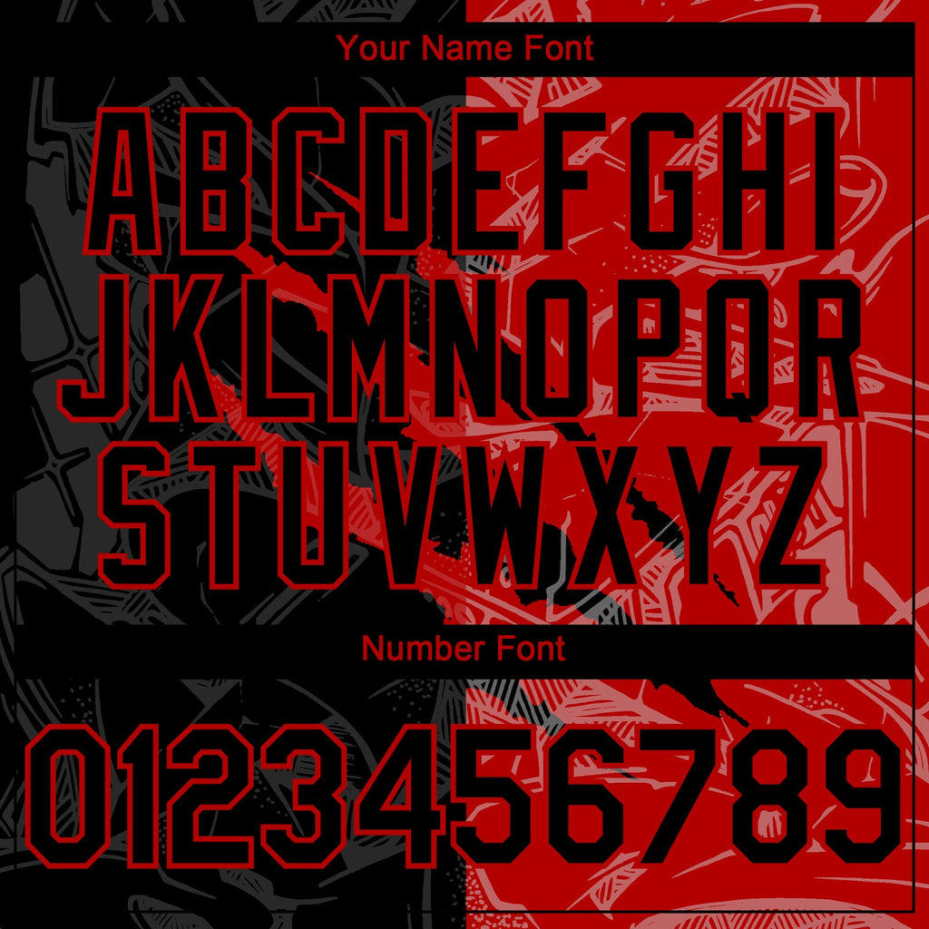 Custom Graffiti Pattern Black-Red 3D Scratch Authentic Baseball Jersey