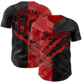 Custom Graffiti Pattern Black-Red 3D Scratch Authentic Baseball Jersey