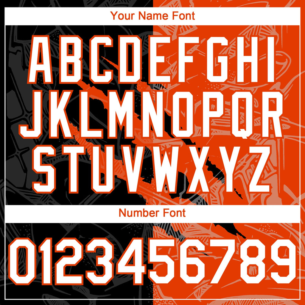 Custom Graffiti Pattern White Black-Orange 3D Scratch Authentic Baseball Jersey