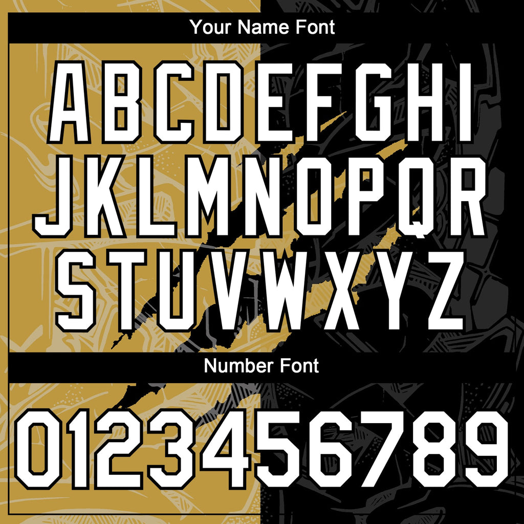 Custom Graffiti Pattern White Black-Old Gold 3D Scratch Authentic Baseball Jersey