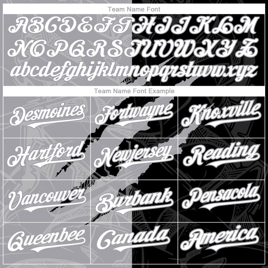 Custom Graffiti Pattern White Black-Gray 3D Scratch Authentic Baseball Jersey