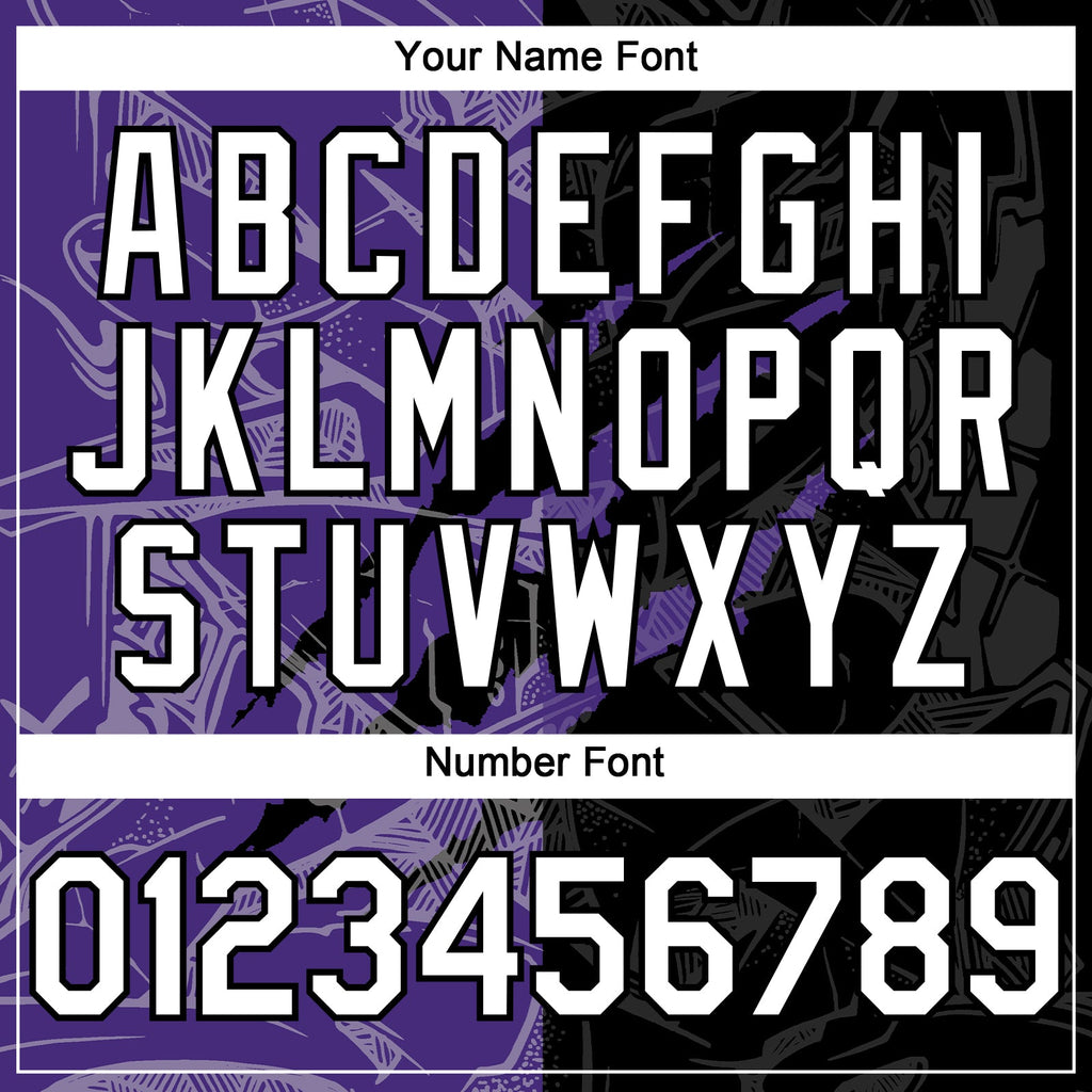 Custom Graffiti Pattern White Black-Purple 3D Scratch Authentic Baseball Jersey