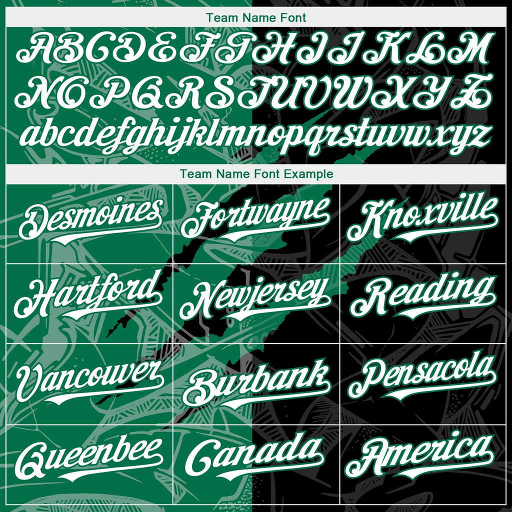 Custom Graffiti Pattern White Black-Kelly Green 3D Scratch Authentic Baseball Jersey