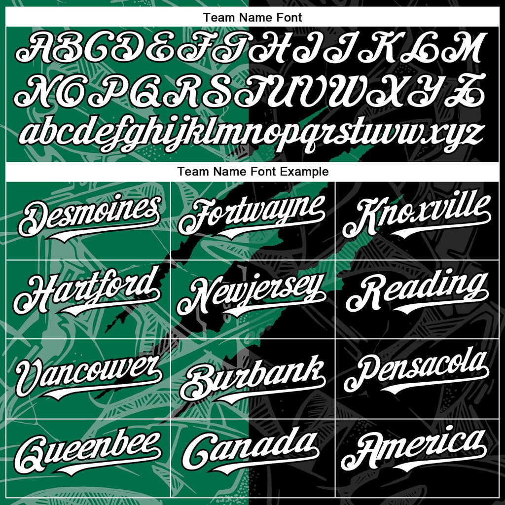 Custom Graffiti Pattern White Black-Kelly Green 3D Scratch Authentic Baseball Jersey
