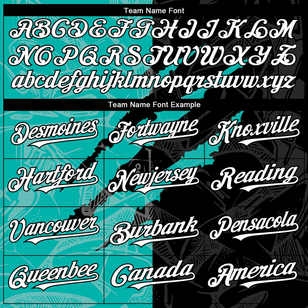 Custom Graffiti Pattern White Black-Aqua 3D Scratch Authentic Baseball Jersey