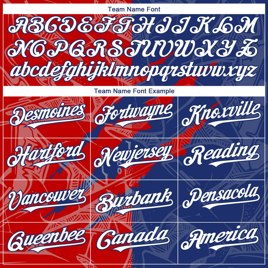 Custom Graffiti Pattern White Royal-Red 3D Scratch Authentic Baseball Jersey