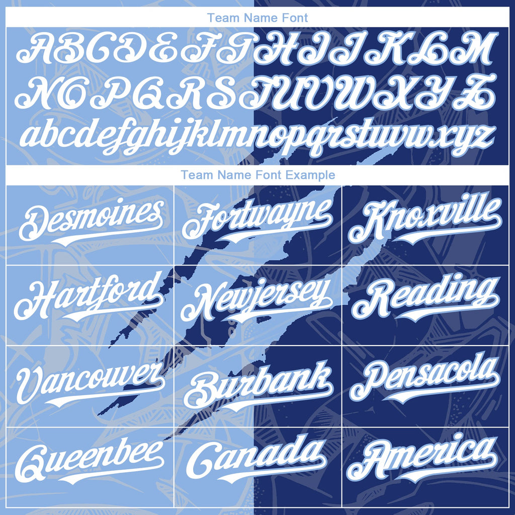 Custom Graffiti Pattern White Royal-Light Blue 3D Scratch Authentic Baseball Jersey