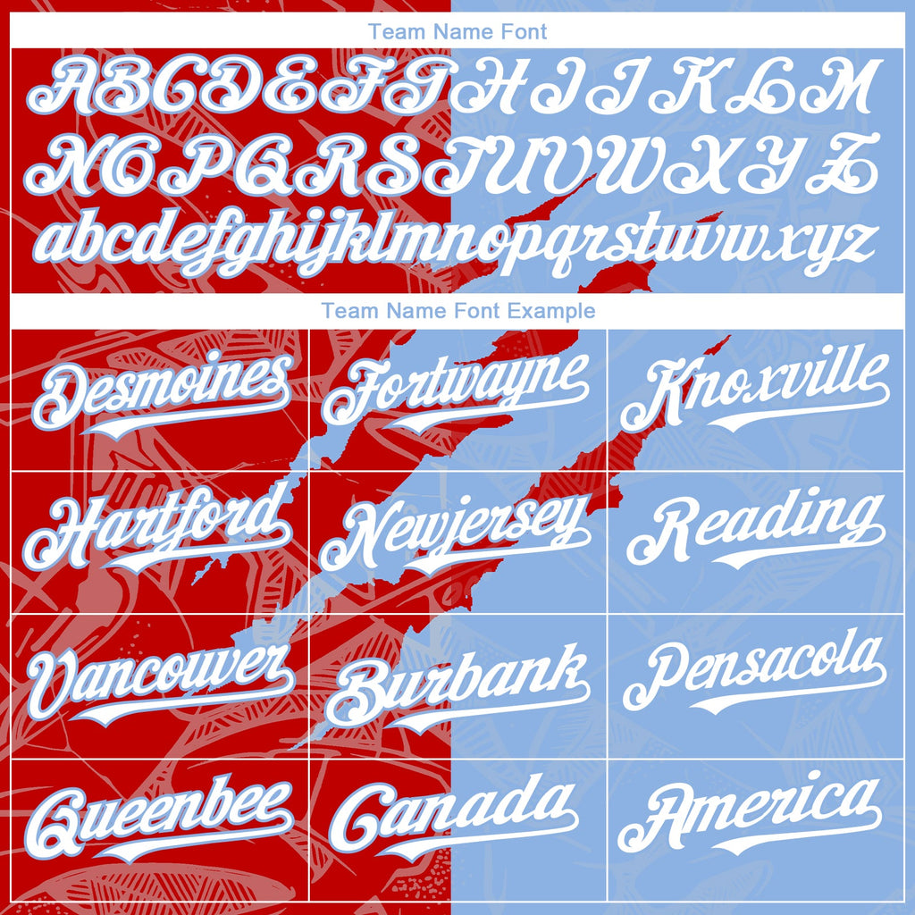 Custom Graffiti Pattern White Light Blue-Red 3D Scratch Authentic Baseball Jersey