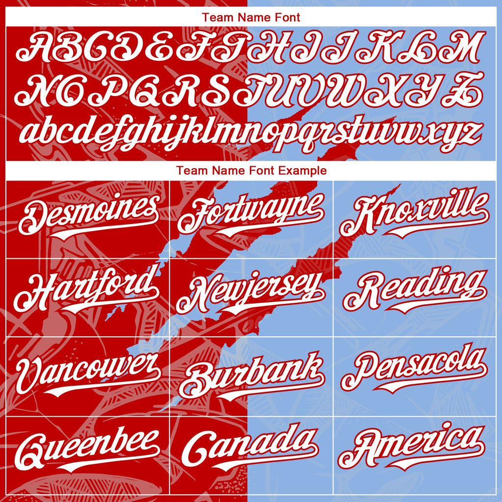Custom Graffiti Pattern White Light Blue-Red 3D Scratch Authentic Baseball Jersey