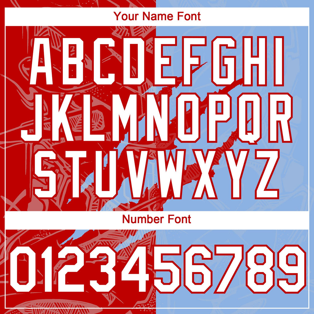 Custom Graffiti Pattern White Light Blue-Red 3D Scratch Authentic Baseball Jersey