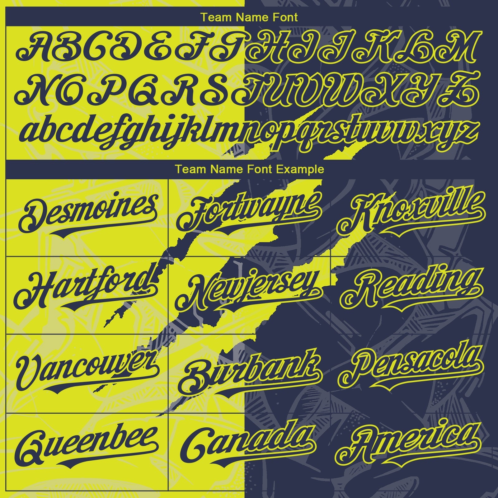 Custom Graffiti Pattern Navy-Neon Yellow 3D Scratch Authentic Baseball Jersey