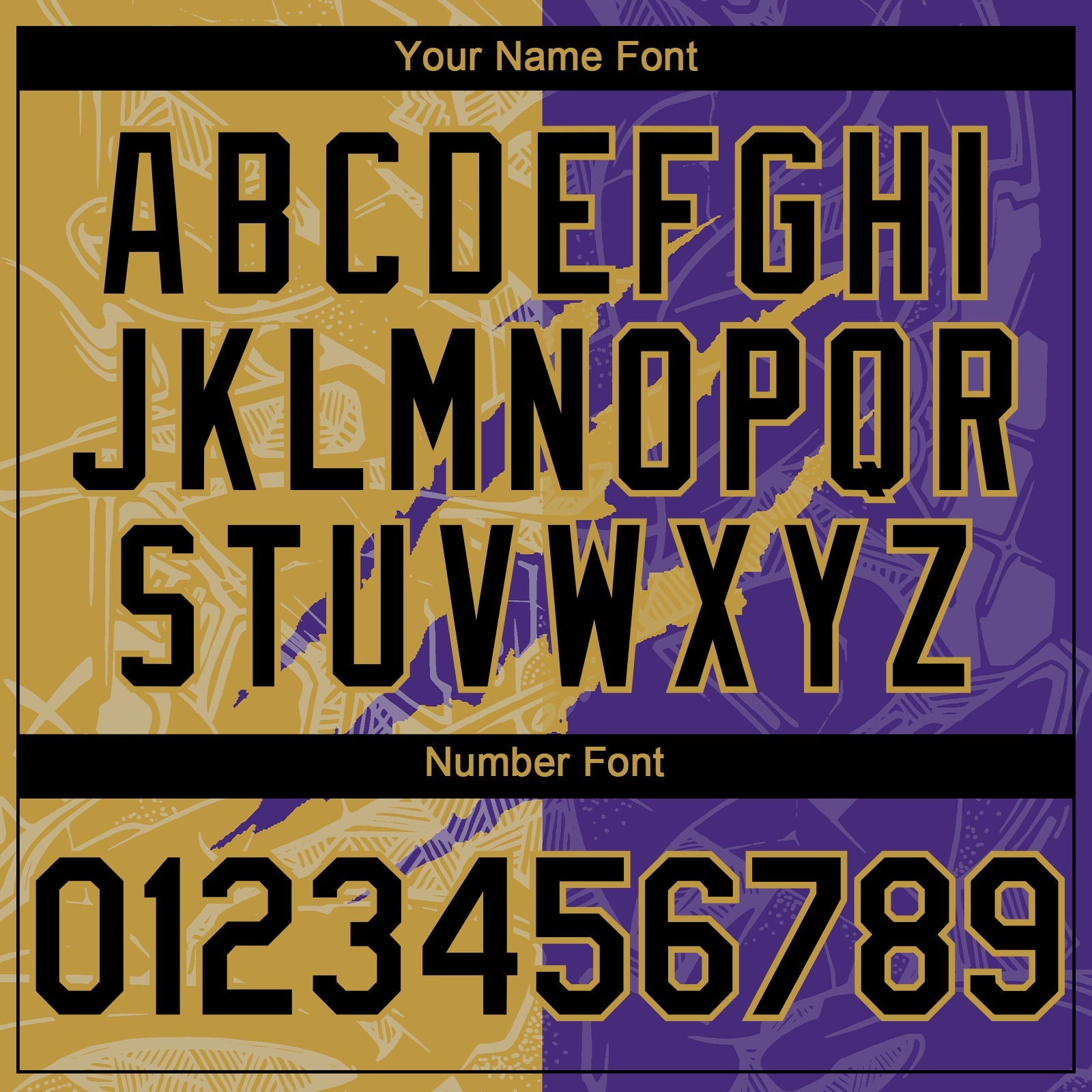 Custom Graffiti Pattern Black Purple-Old Gold 3D Scratch Authentic Baseball Jersey
